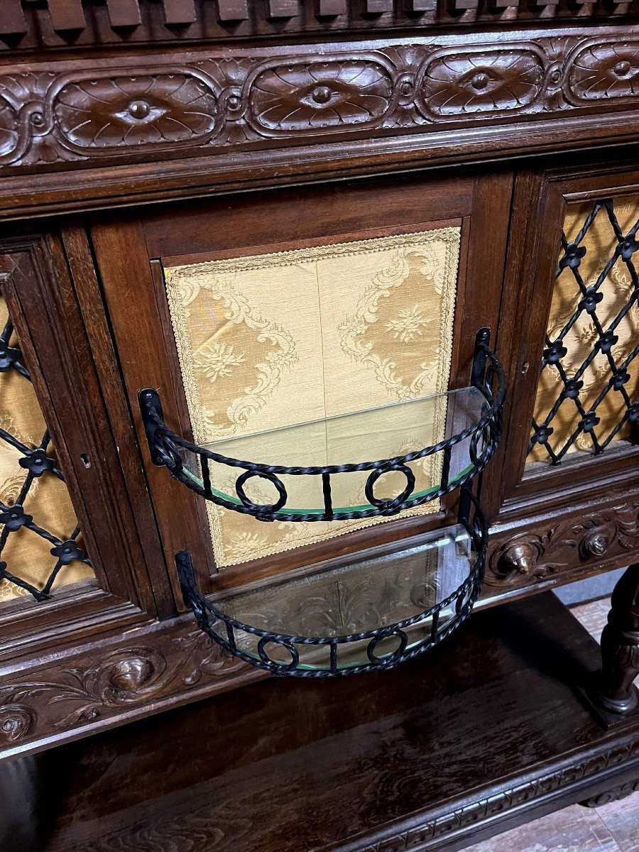 Cabinet Dressoir Style Renaissance En Noyer Et Chêne -photo-5