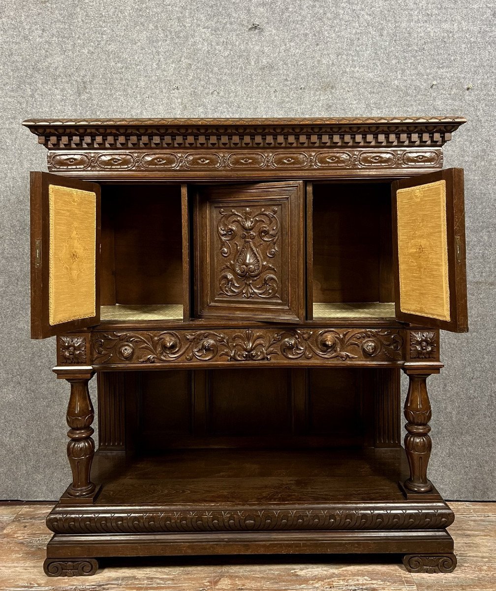 Cabinet Dressoir Style Renaissance En Noyer Et Chêne -photo-7