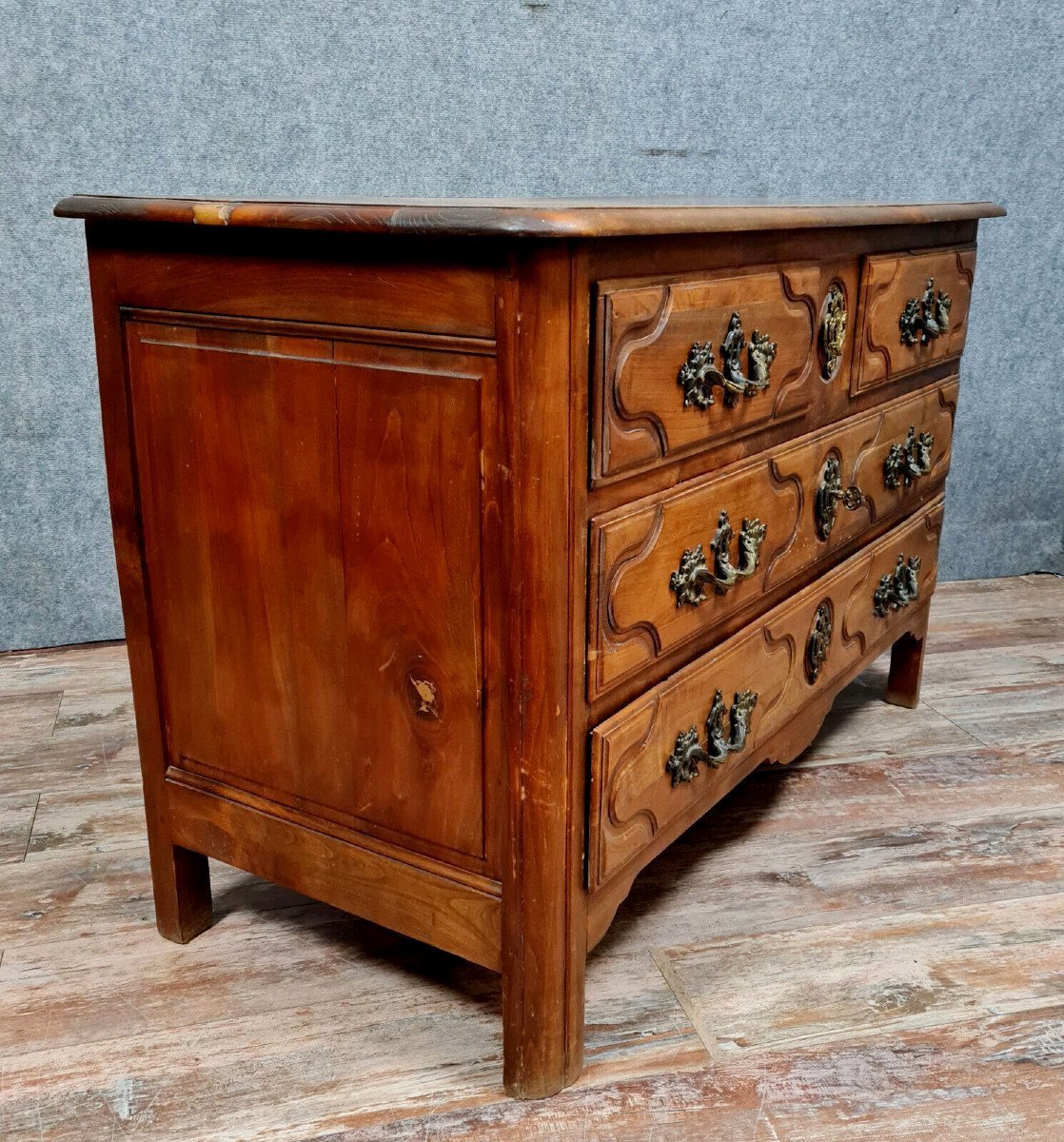 Louis XV Arbalète Chest Of Drawers In Cherry Wood -photo-1