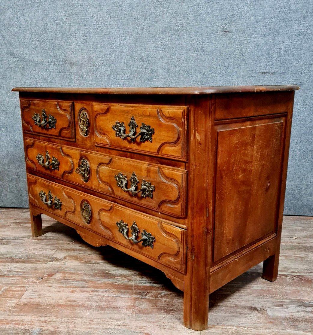 Louis XV Arbalète Chest Of Drawers In Cherry Wood -photo-2