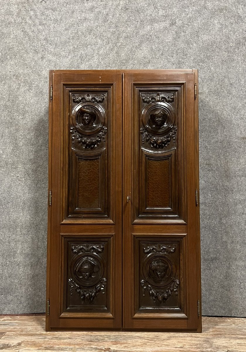 Renaissance Style Walnut Collector's Cabinet / Medal Cabinet  