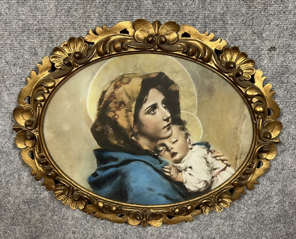 Lithographie Couleur : La Vierge A l'Enfant -photo-3