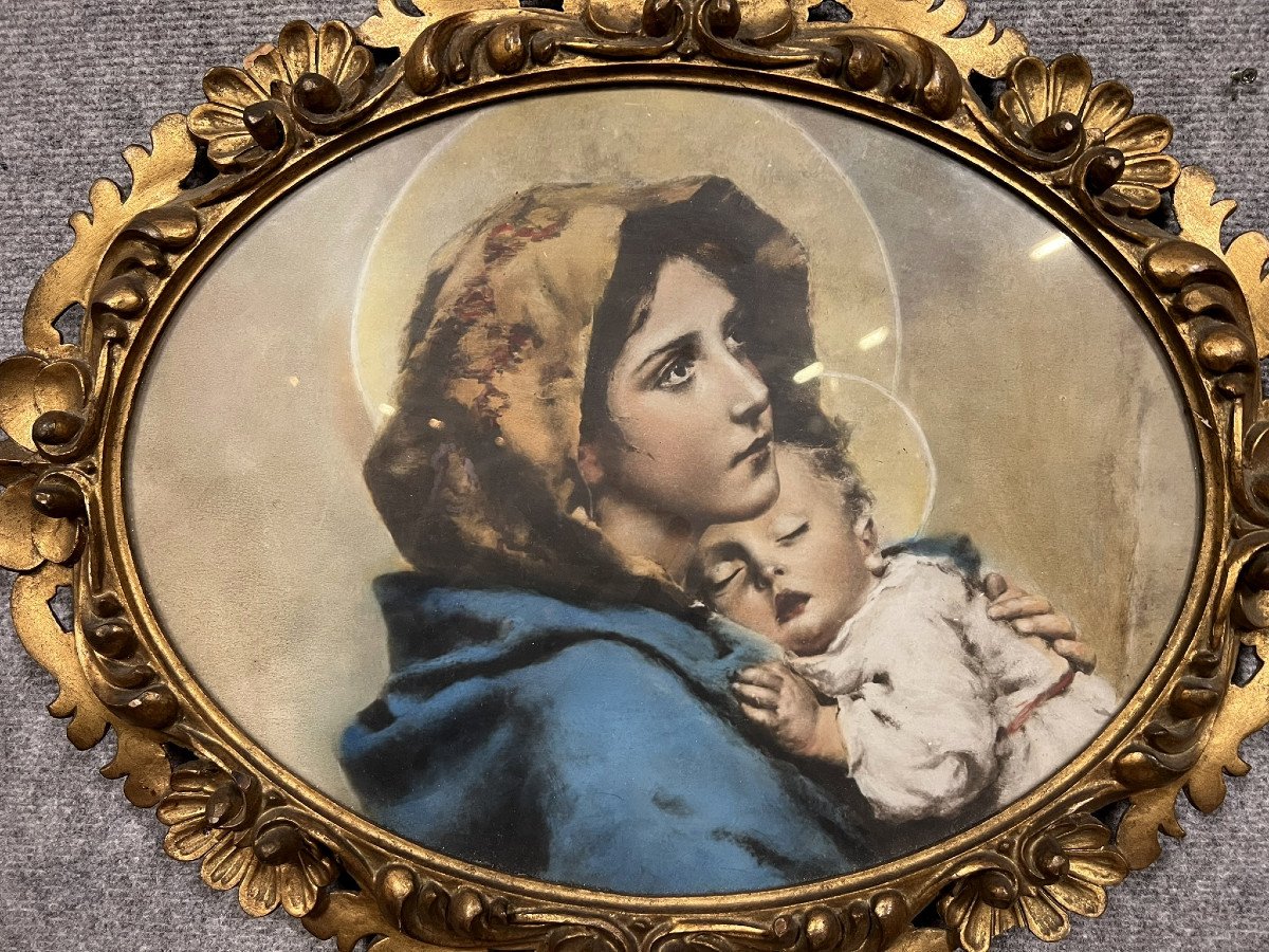 Lithographie Couleur : La Vierge A l'Enfant -photo-4