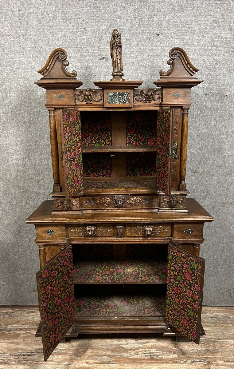 Cabinet Called "d'ile-de-france" With Two Recessed Bodies In Oak And Marble Slabs -photo-5