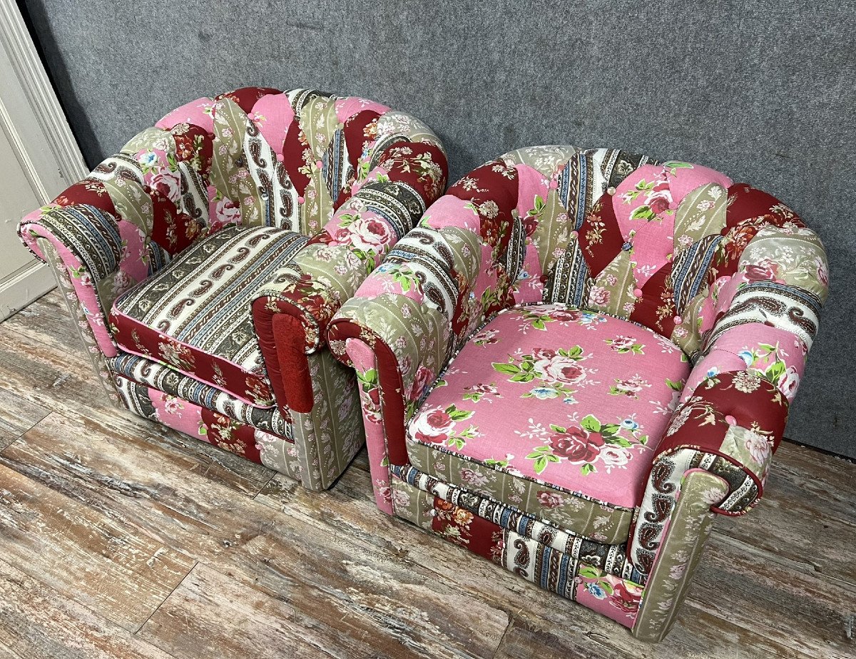 Pair Of Napoleon III Style Toad Armchairs -photo-3