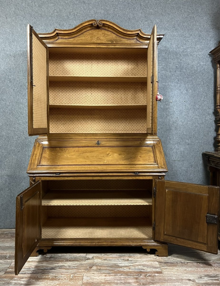 Italy 17th Century: Lombard Cabinet With Three Bodies In Walnut -photo-7