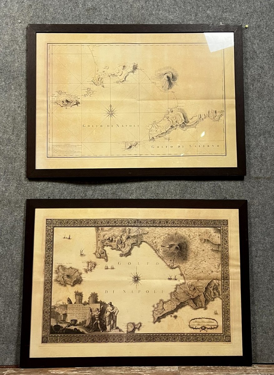 Two Large Geographical Maps Of Naples And Surrounding Areas, 19th Century (b)