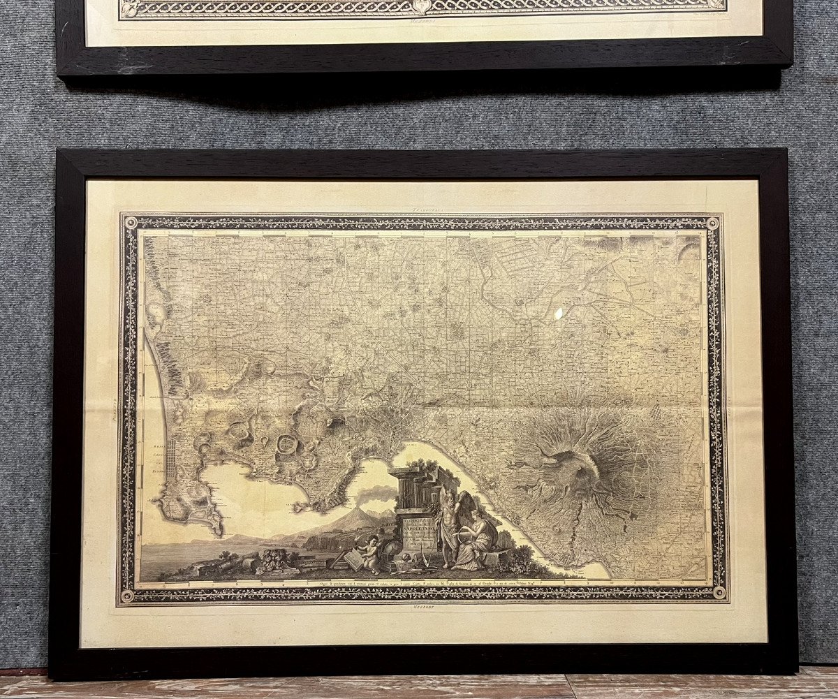 Two Large Geographical Maps Of Naples And Surrounding Areas, 19th Century (a) -photo-3