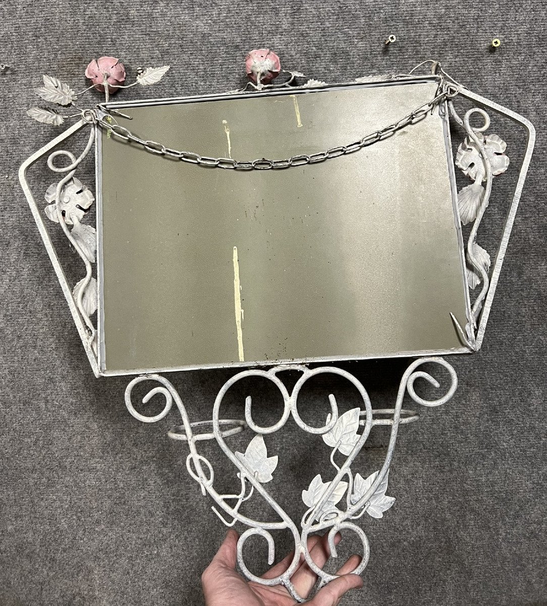 Art Deco Painted Iron Bathroom Mirror -photo-6