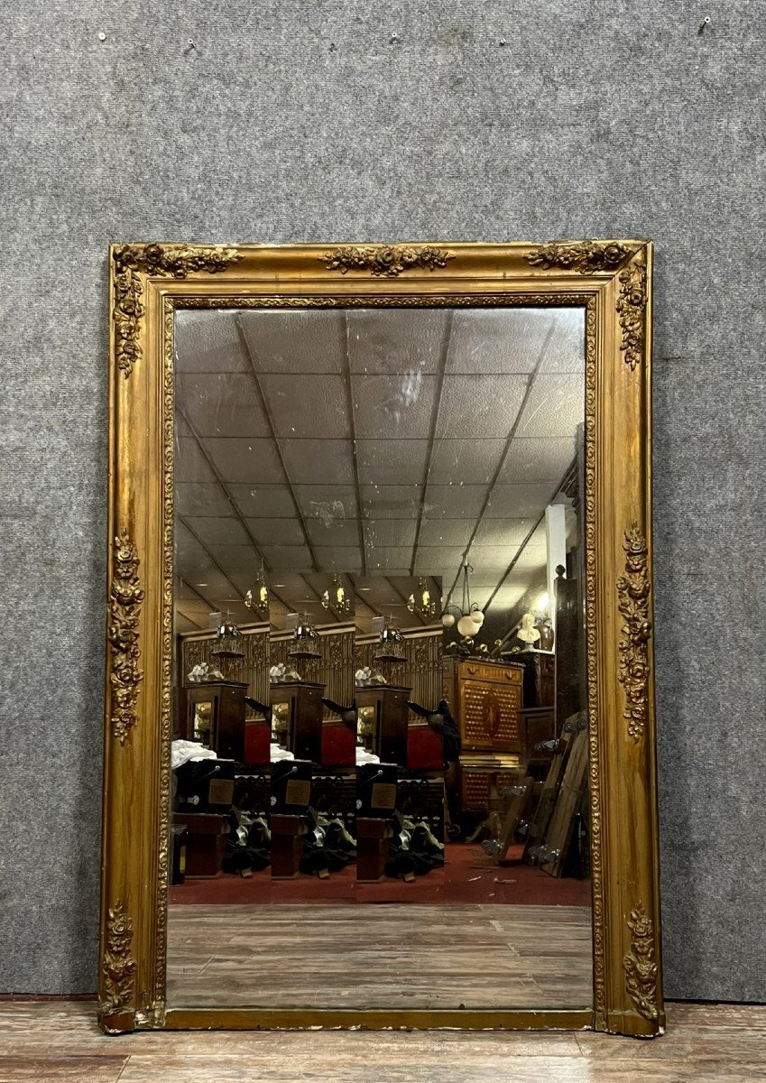 Empire Period Mirror In Wood And Gilded Stucco 