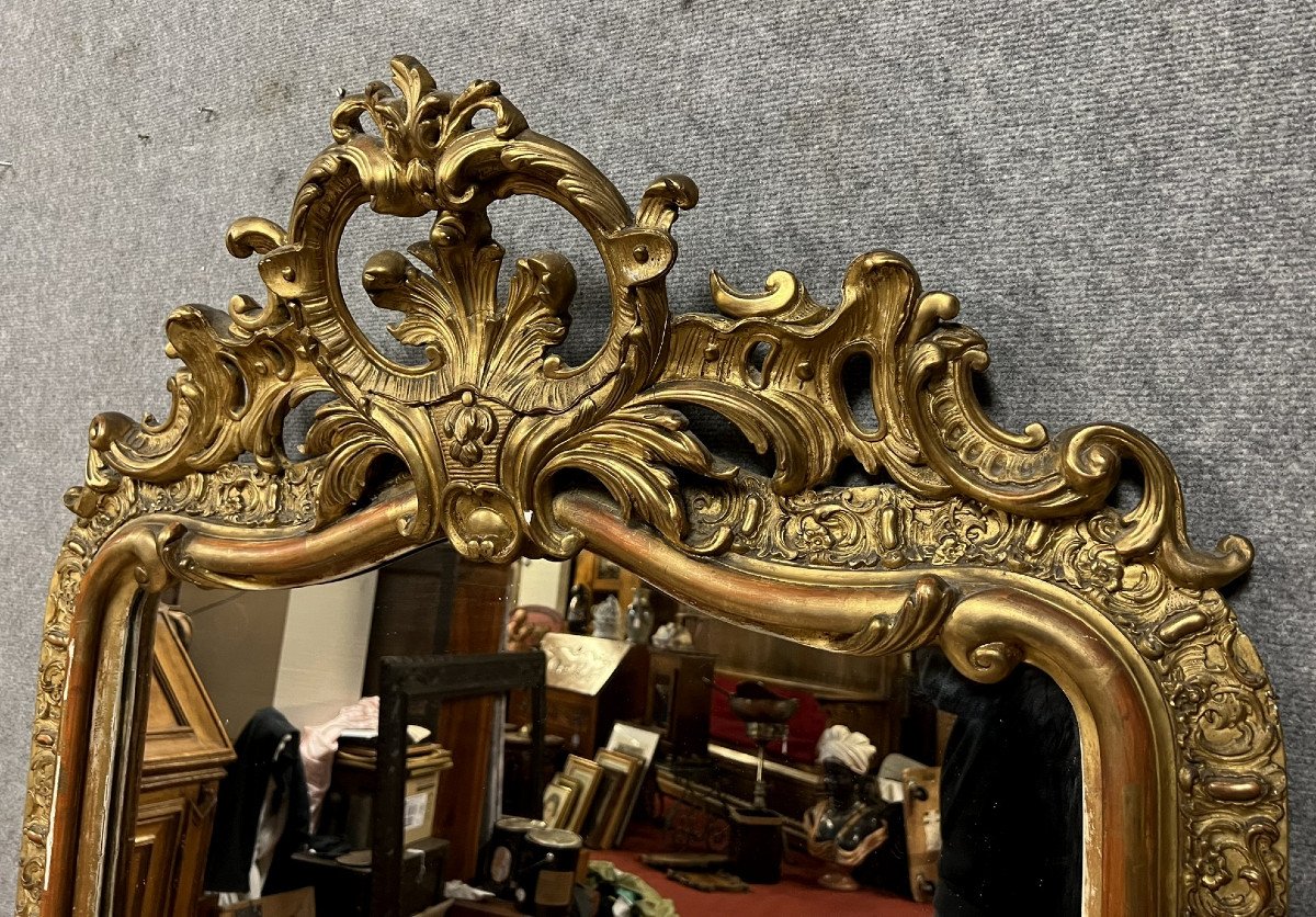 Very Large Louis XV Mirror With Gilded Wood Shell-photo-2