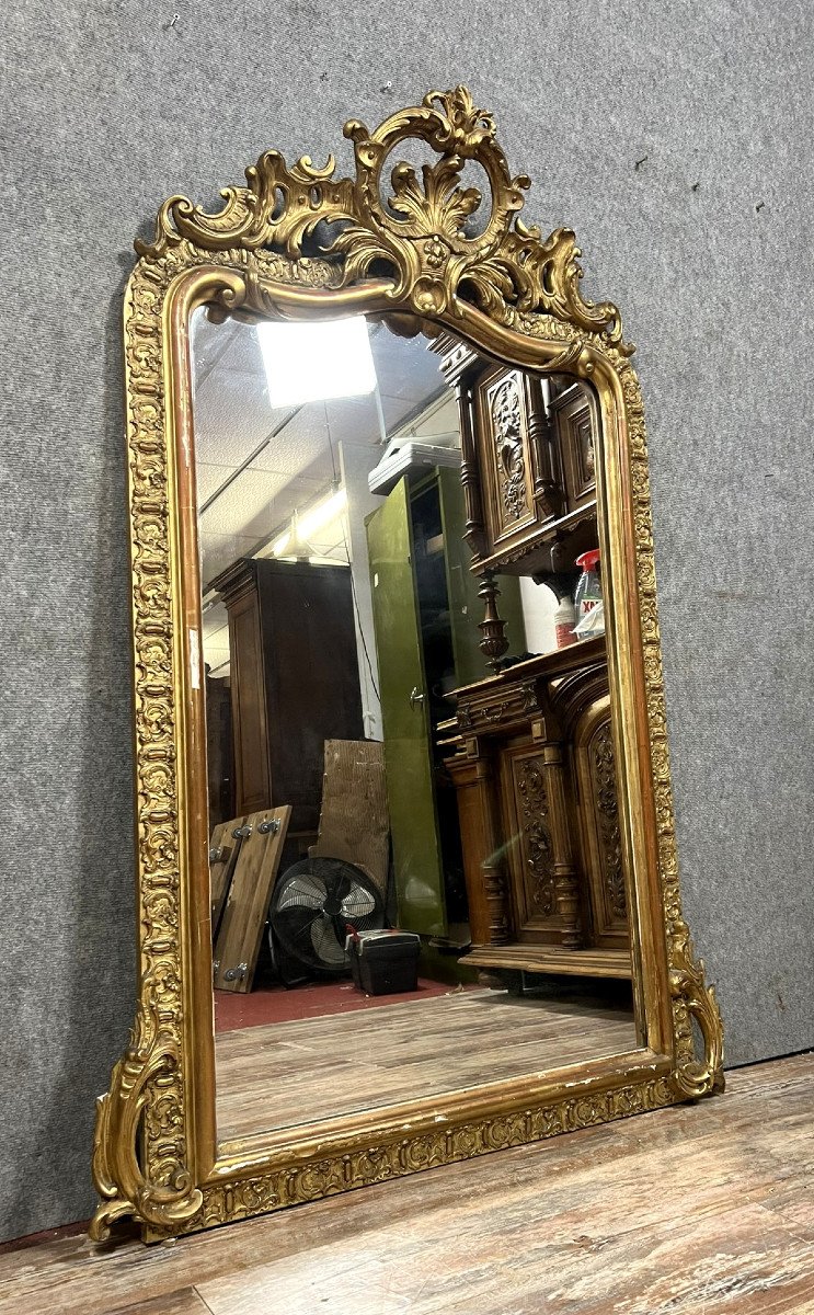 Very Large Louis XV Mirror With Gilded Wood Shell-photo-3