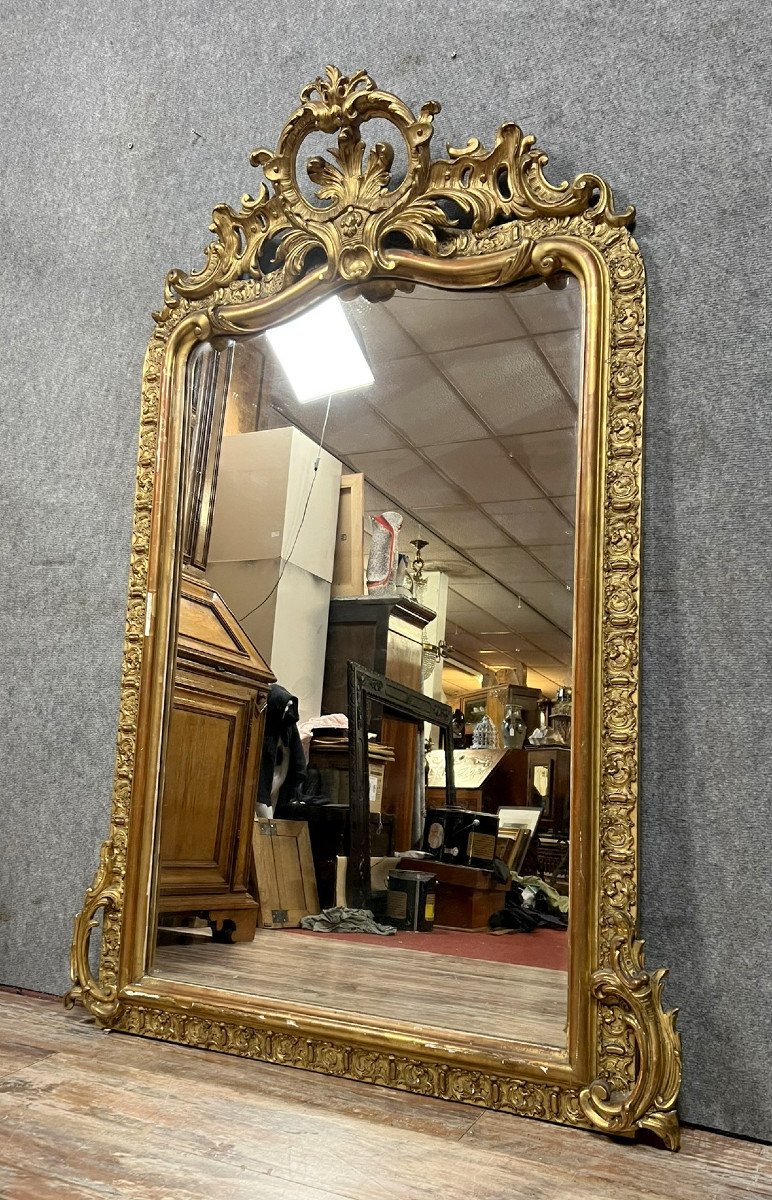 Very Large Louis XV Mirror With Gilded Wood Shell-photo-4