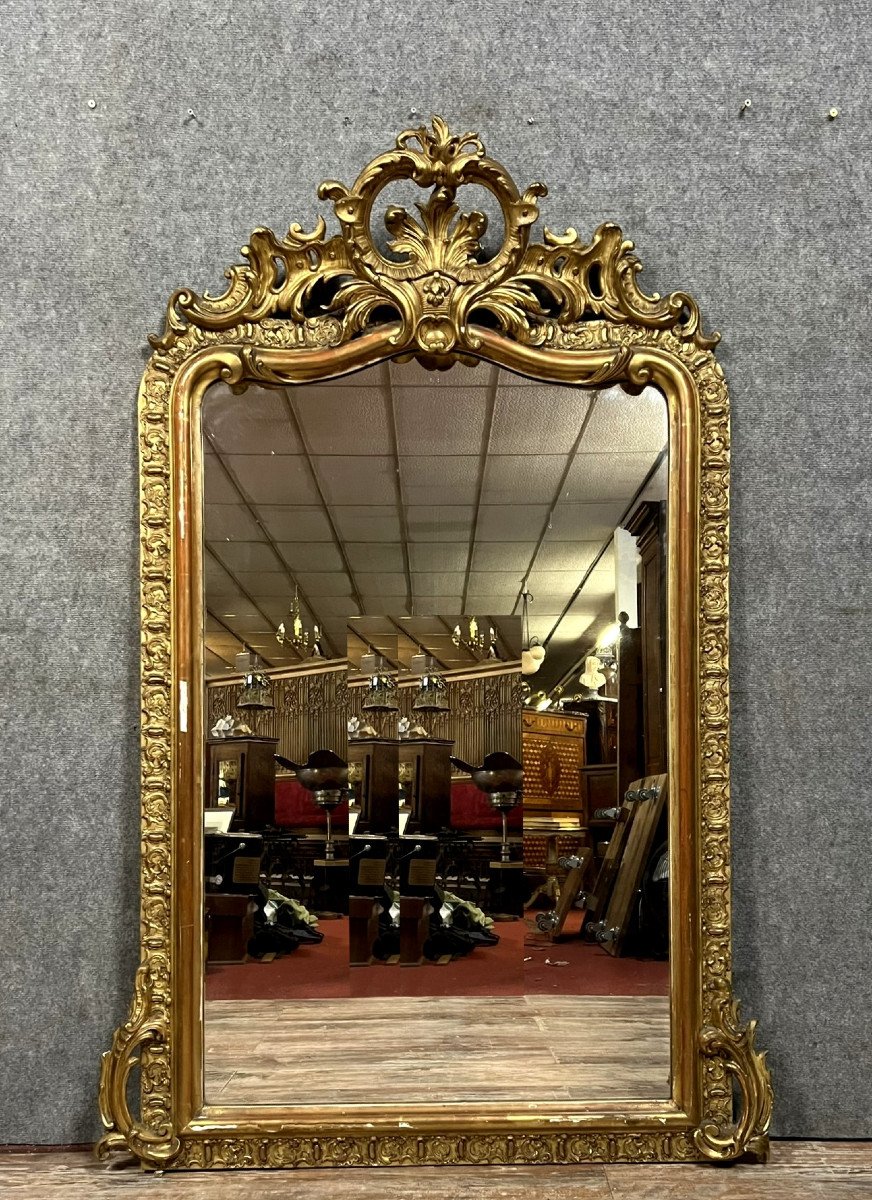 Very Large Louis XV Mirror With Gilded Wood Shell