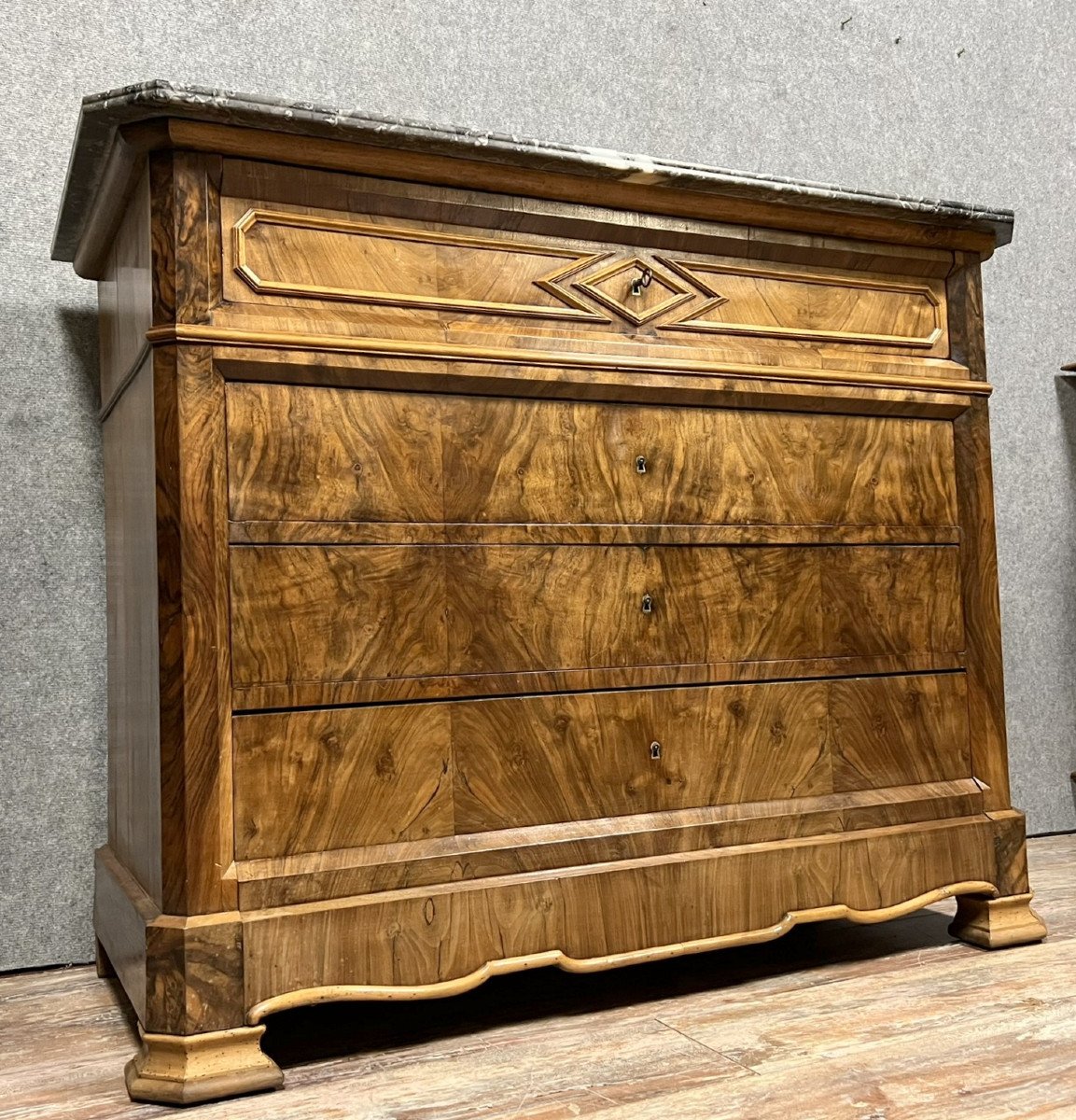 Commode époque Louis Philippe En Ronce De Noyer-photo-3