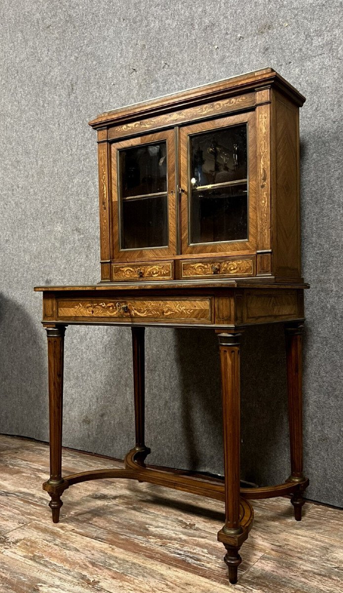 Louis XVI Style Bonheur Du Jour Desk In Precious Wood Marquetry -photo-6