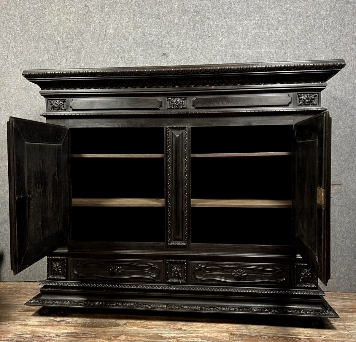 "boulle" Sideboard In Blackened Wood, Napoleon III Period -photo-3