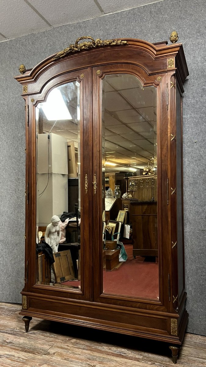 Louis XVI Style Parisian Armoire In Mahogany And Marquetry -photo-1