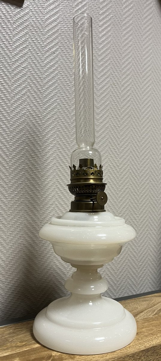 Lampe A Huile En Opaline Blanche-photo-1