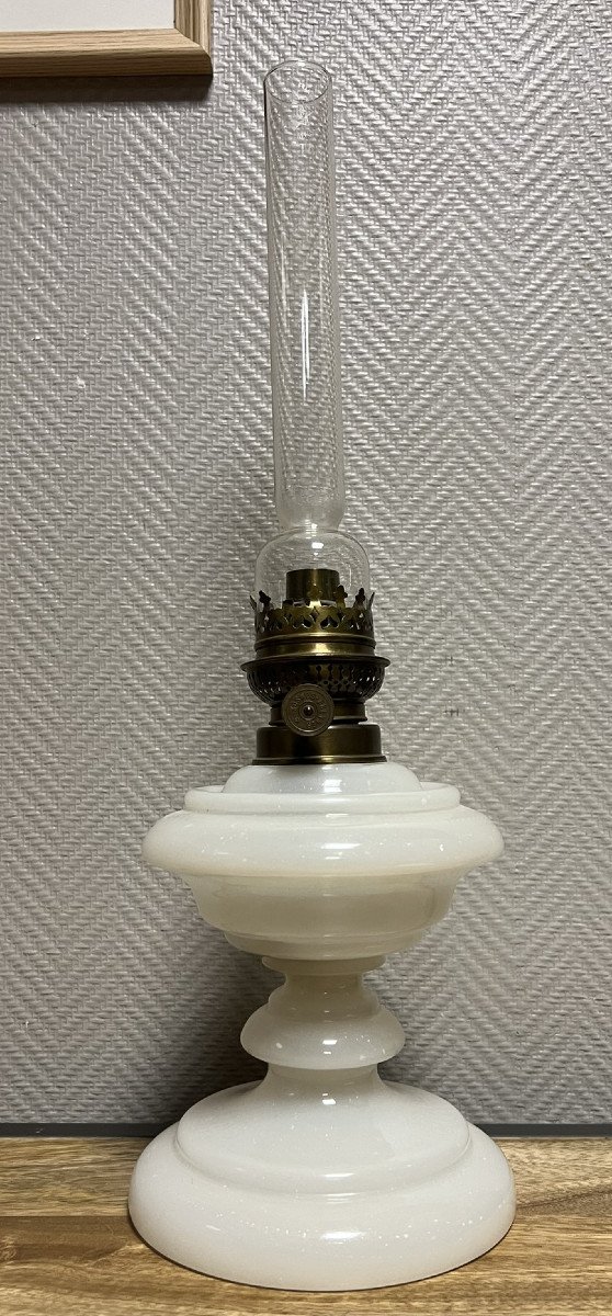 White Opaline Oil Lamp