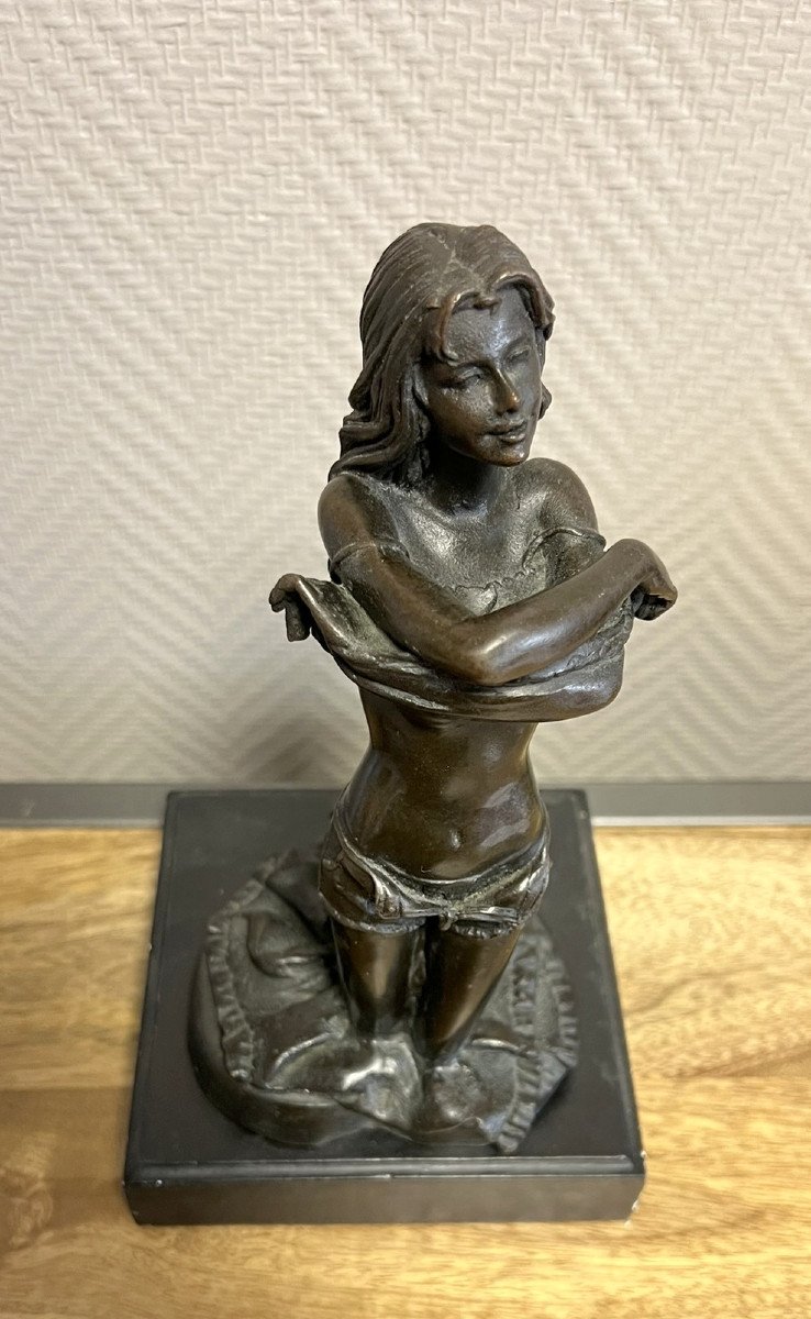 Large Naughty Bronze Sculpture Signed Period Second Half 20th Century (m) -photo-3