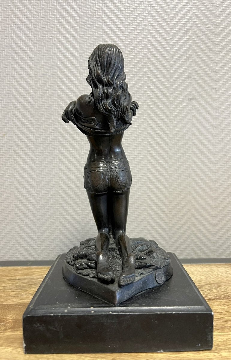 Large Naughty Bronze Sculpture Signed Period Second Half 20th Century (m) -photo-5