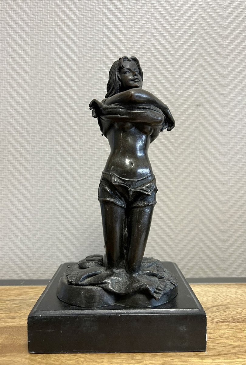 Large Naughty Bronze Sculpture Signed Period Second Half 20th Century (m) 