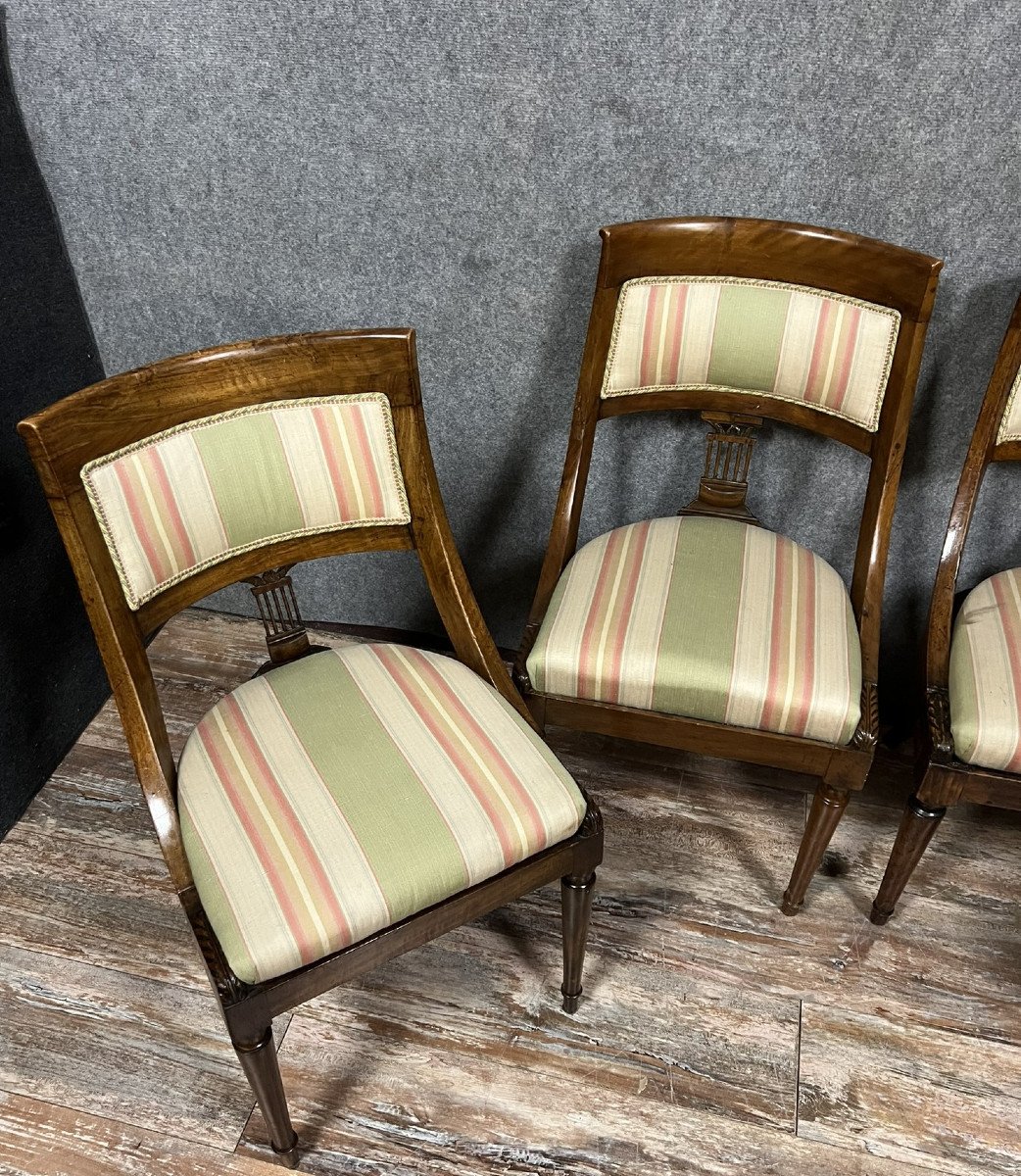 Set Of 4 Empire Period Lombard Gondola Chairs In Mahogany -photo-2