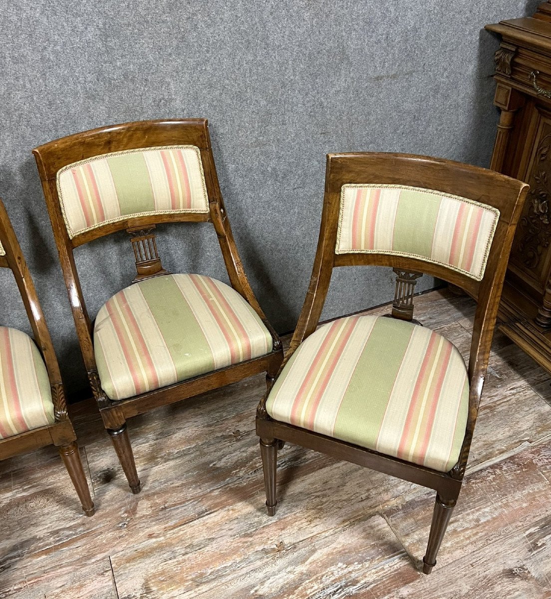 Set Of 4 Empire Period Lombard Gondola Chairs In Mahogany -photo-3