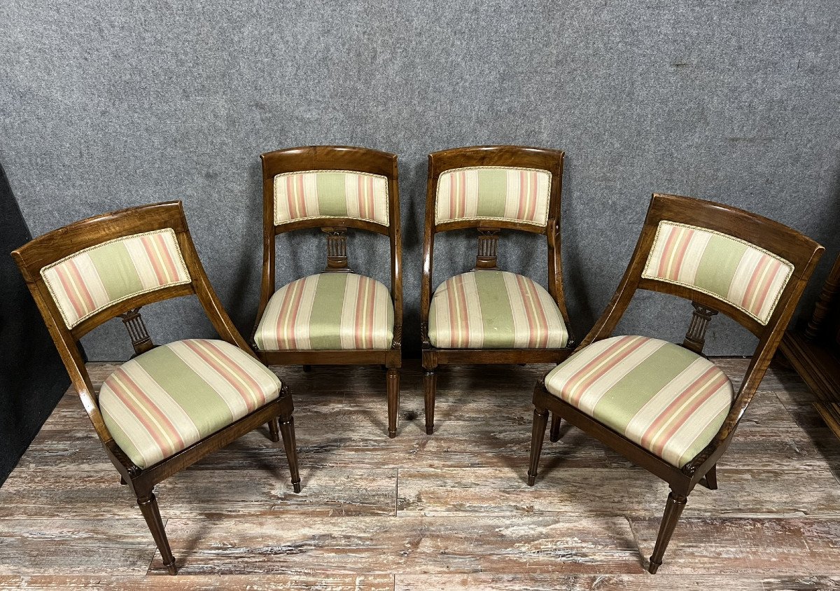 Set Of 4 Empire Period Lombard Gondola Chairs In Mahogany 