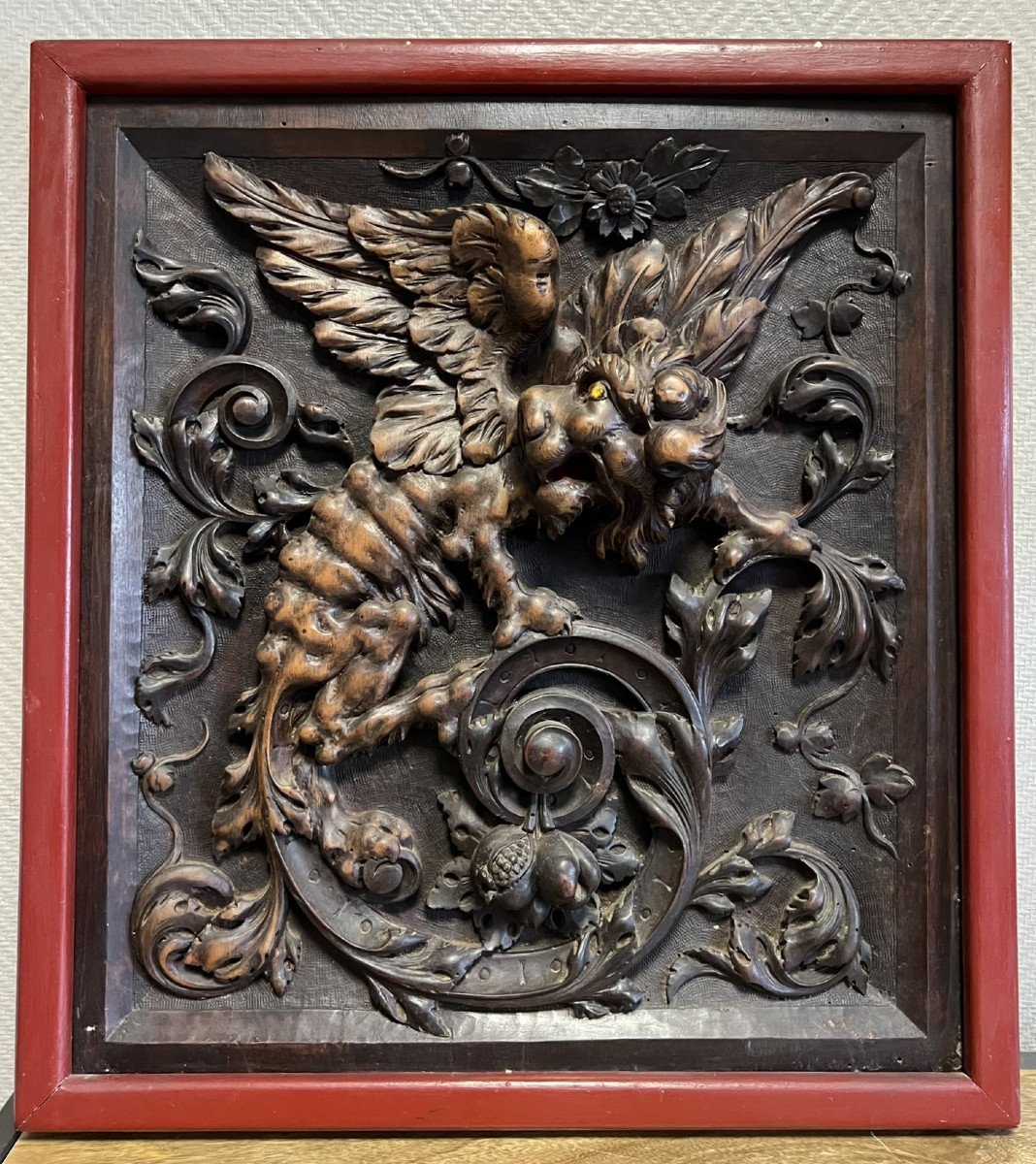 Large Renaissance Style Panel / Bas Relief In Carved Wood 