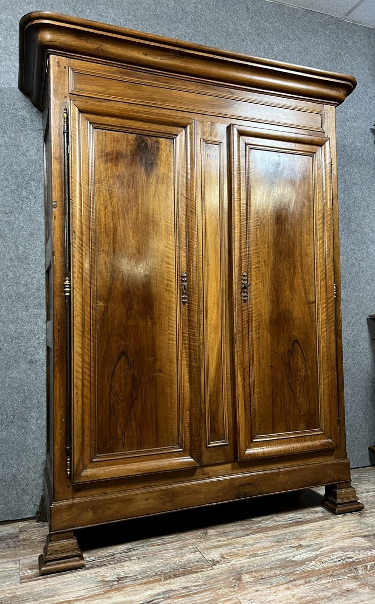 Louis Philippe Period Wedding Armoire In Solid Walnut -photo-7