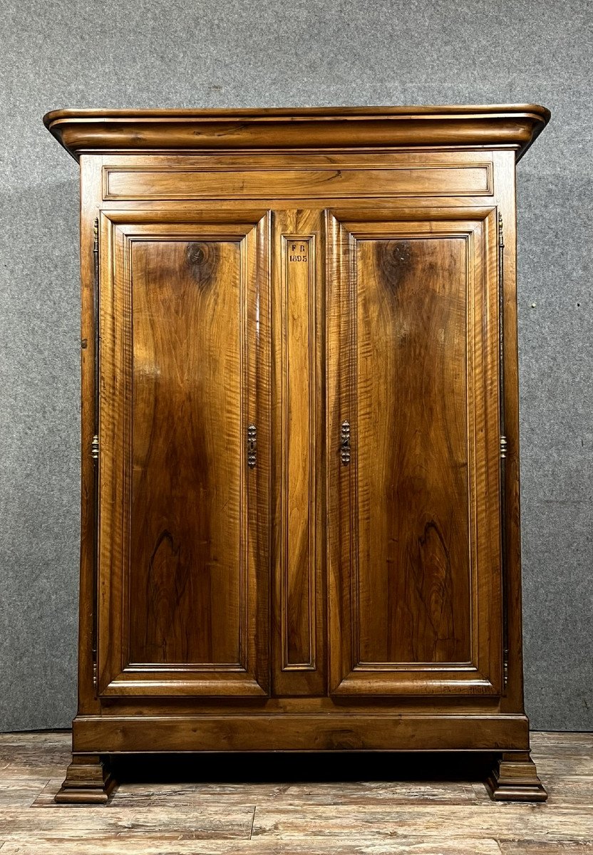 Louis Philippe Period Wedding Armoire In Solid Walnut 