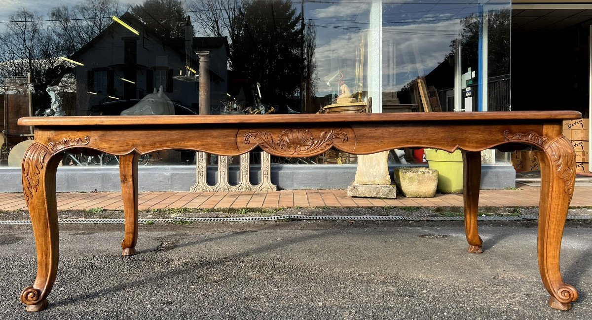 Very Large Louis XV Style Provencal Table In Solid Walnut -photo-2