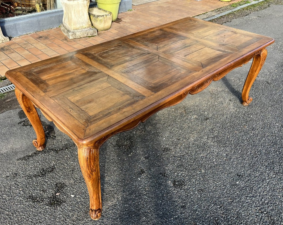 Very Large Louis XV Style Provencal Table In Solid Walnut -photo-3