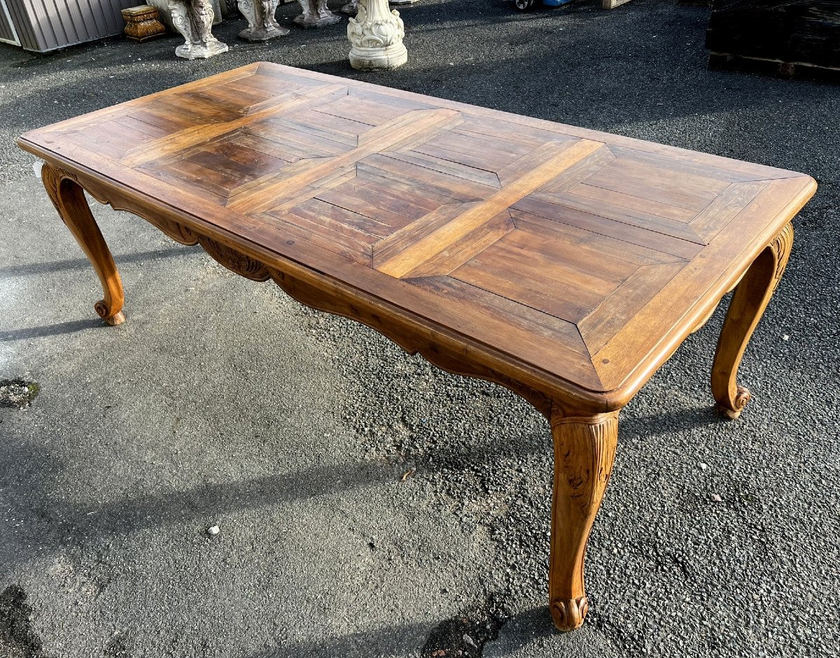 Very Large Louis XV Style Provencal Table In Solid Walnut -photo-4