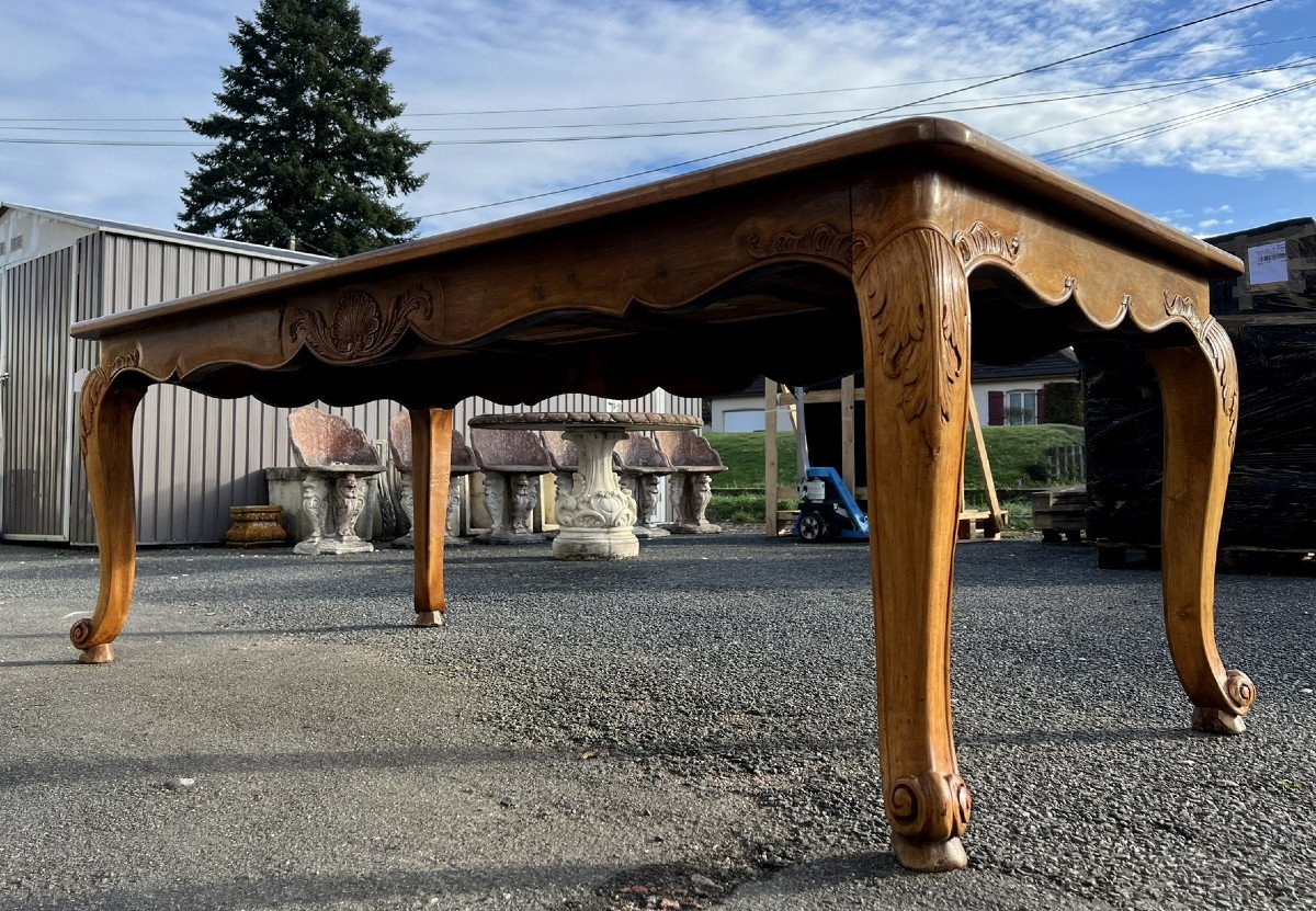 Very Large Louis XV Style Provencal Table In Solid Walnut -photo-5