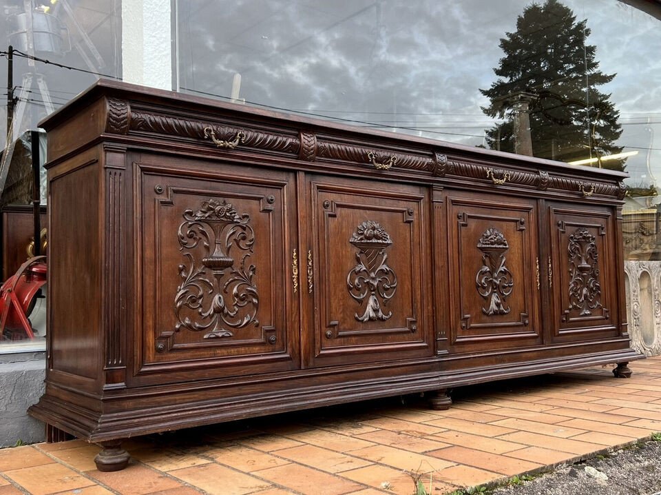 Renaissance Style Sideboard In Carved Oak Circa 1850-photo-1