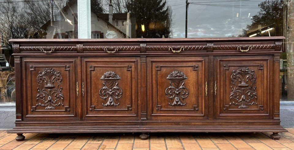 Renaissance Style Sideboard In Carved Oak Circa 1850