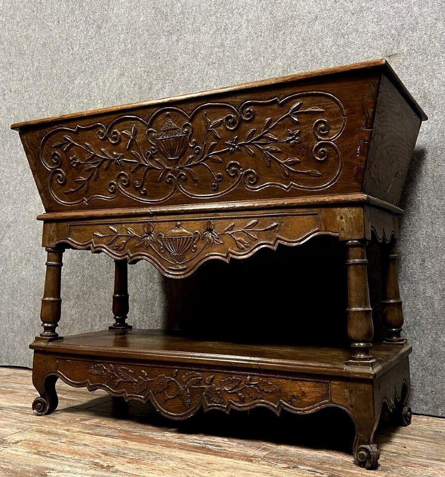 Louis XV Style Provencal Kneading Bowl In Carved Walnut Circa 1880-1900-photo-2