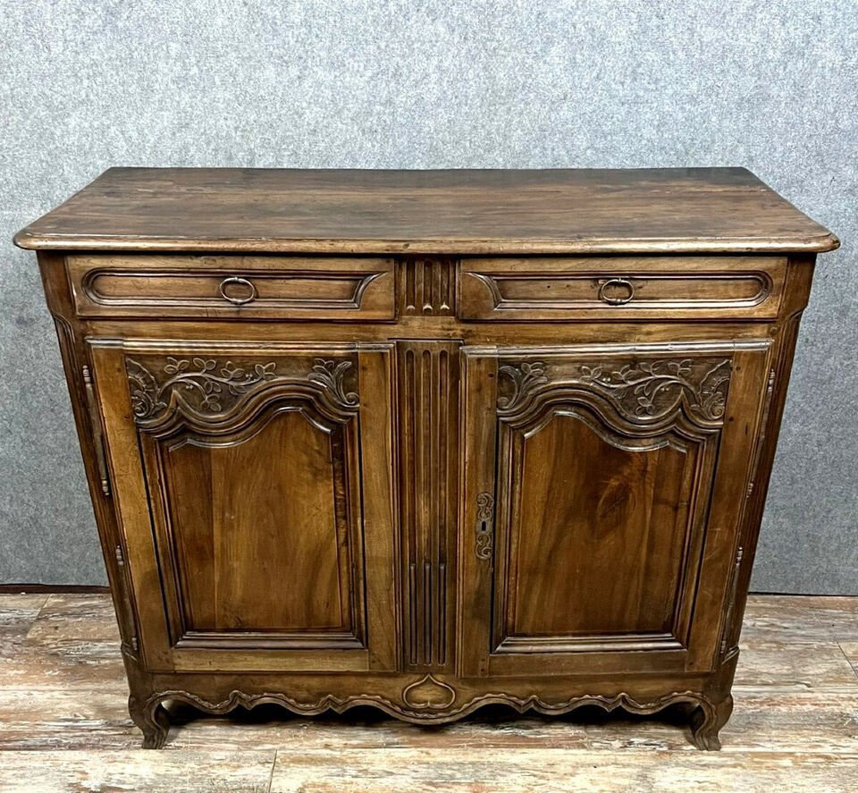 Louis XV Period Sideboard In Solid Walnut, 18th Century-photo-4