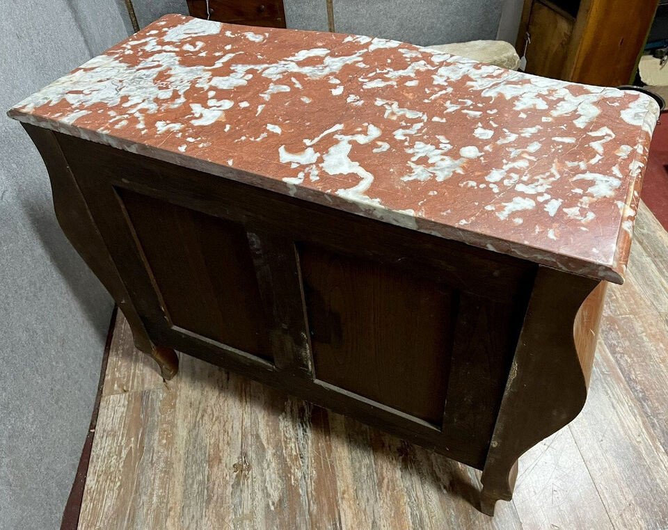 Louis XV Style Chest Of Drawers In Precious Wood Marquetry, Fully Curved-photo-6