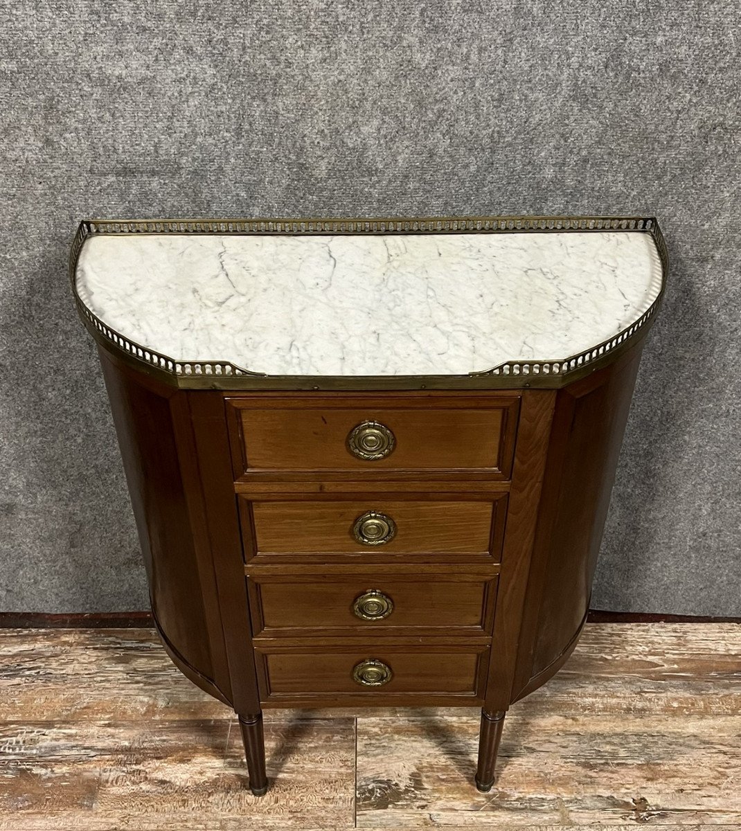 Commode De Dame De Style Louis XVI De Forme Demi-lune En Acajou-photo-5