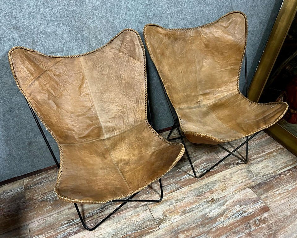 Paire De Fauteuils Papillons Par Bkf Hardoy Pour Knoll Vers 1960-photo-1