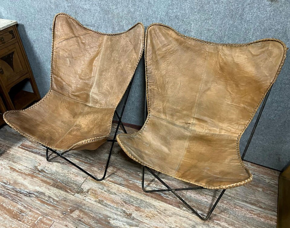 Paire De Fauteuils Papillons Par Bkf Hardoy Pour Knoll Vers 1960-photo-2