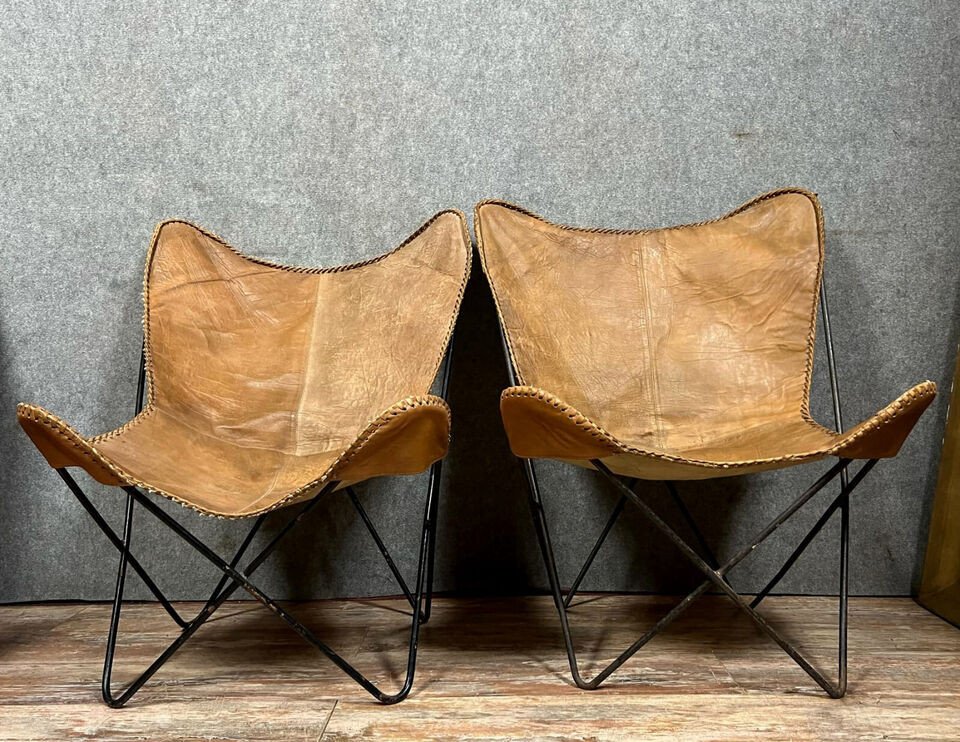 Paire De Fauteuils Papillons Par Bkf Hardoy Pour Knoll Vers 1960