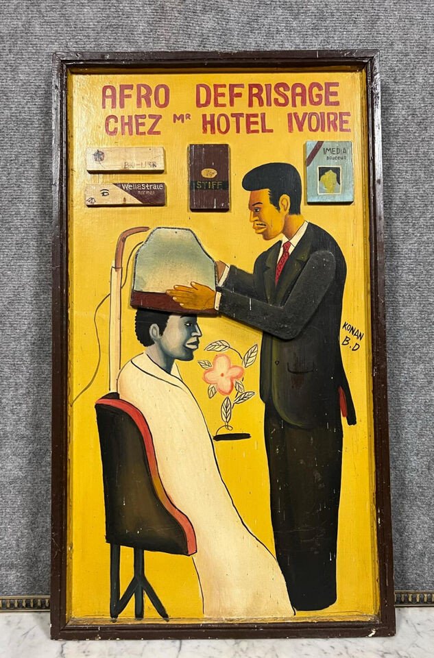 Vintage Hair Salon Humorous Painting Circa 1970's