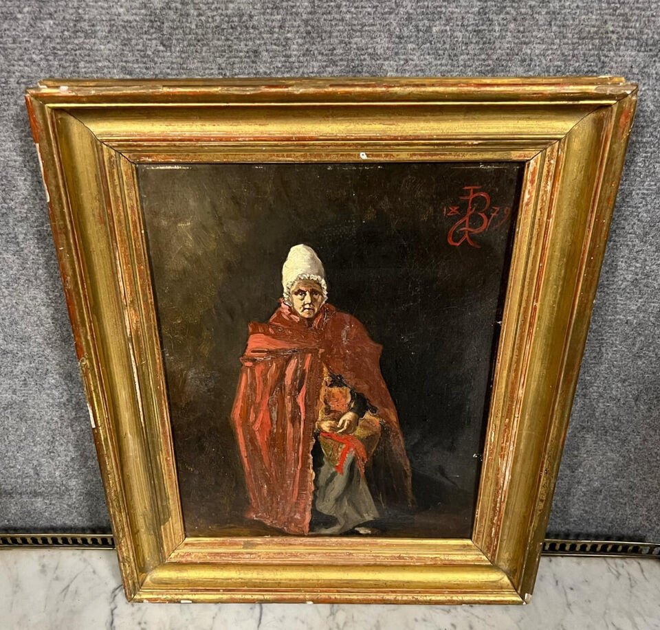 19th Century French School: Monogrammed And Dated Painting-photo-1