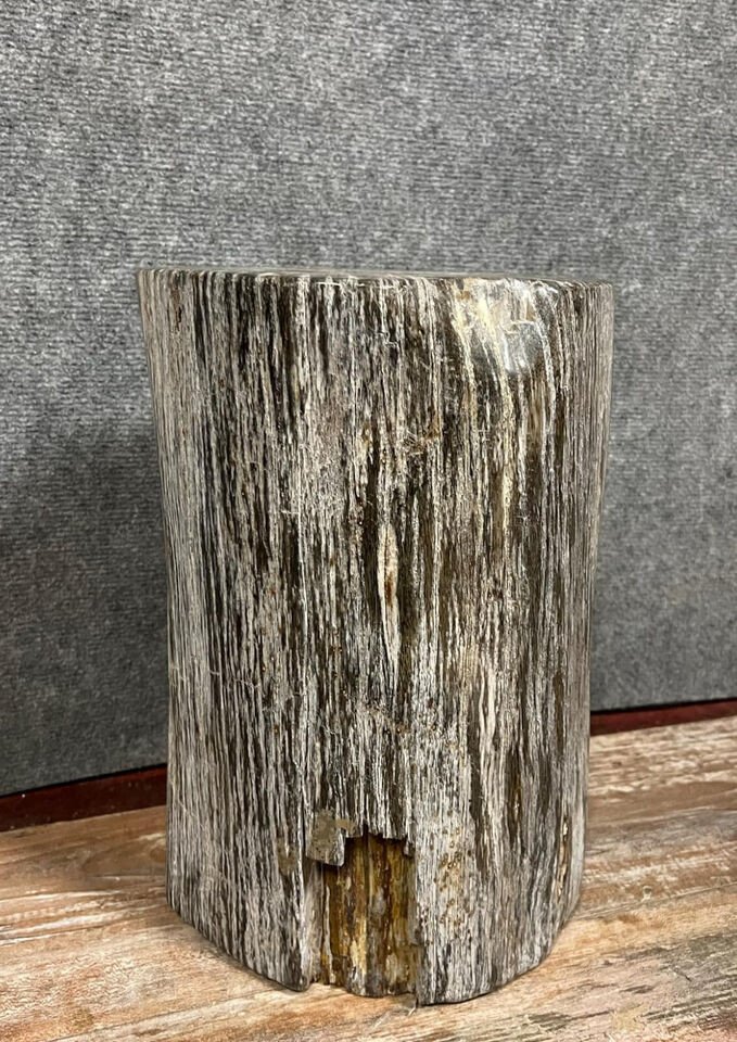 Multi-colored Petrified Wood Side Table With Brown Veined Background-photo-4