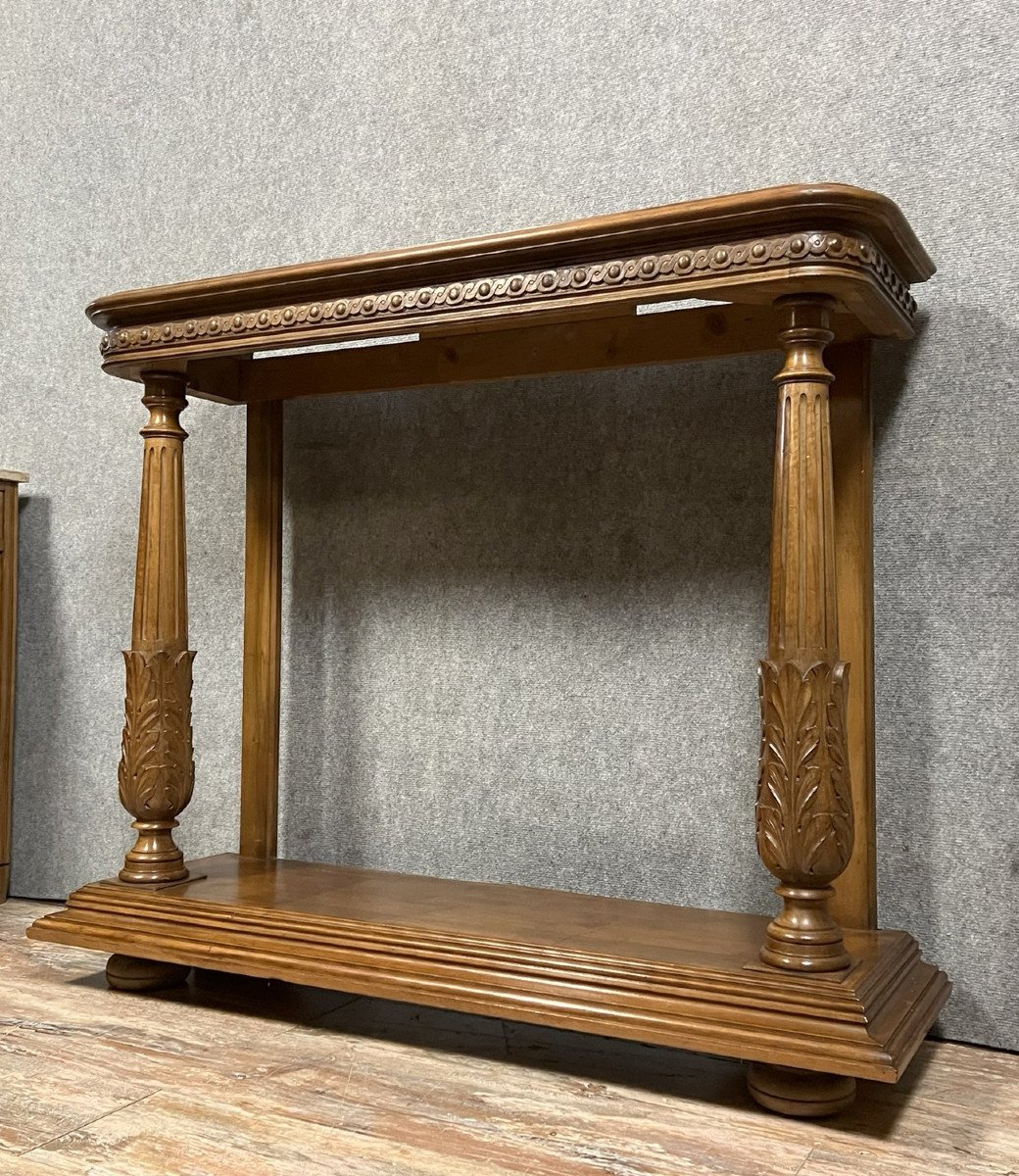 Renaissance Style Console In Solid Walnut -photo-3